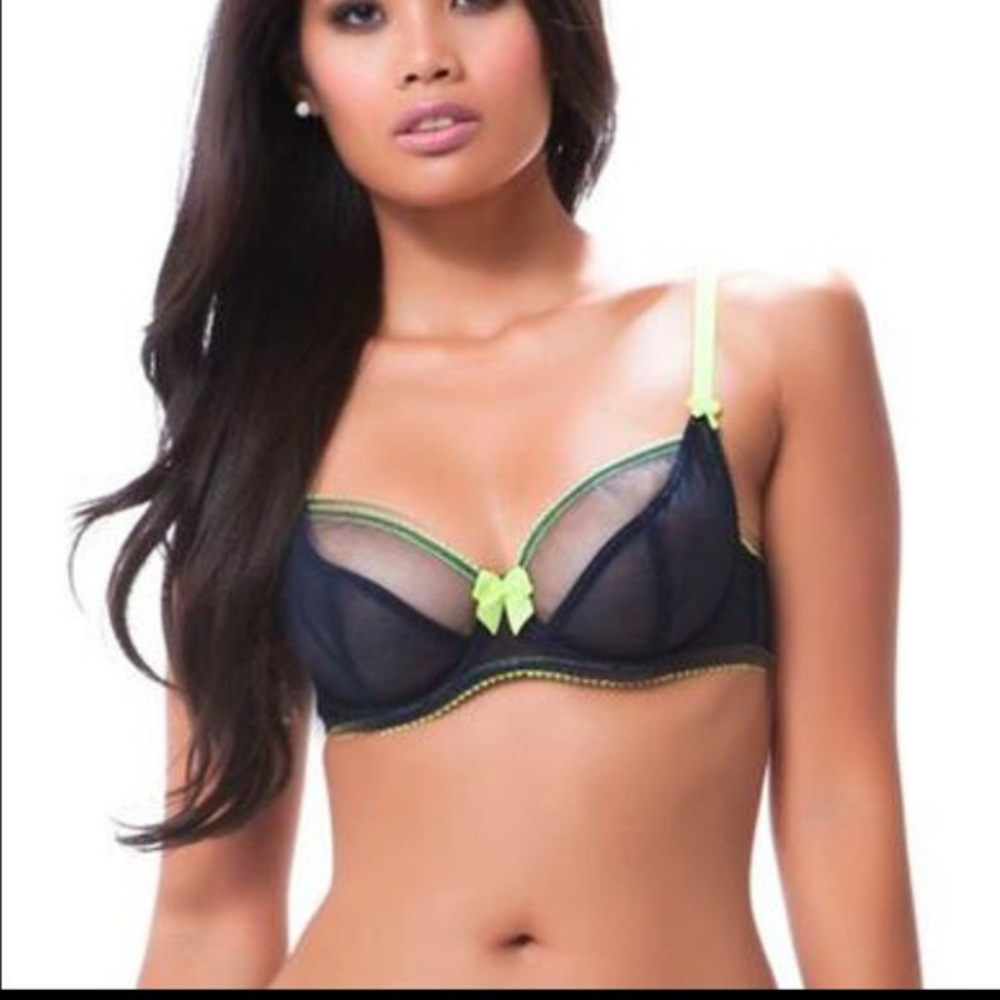 Claudette Navy Lime Dessous Bra sz 32B
